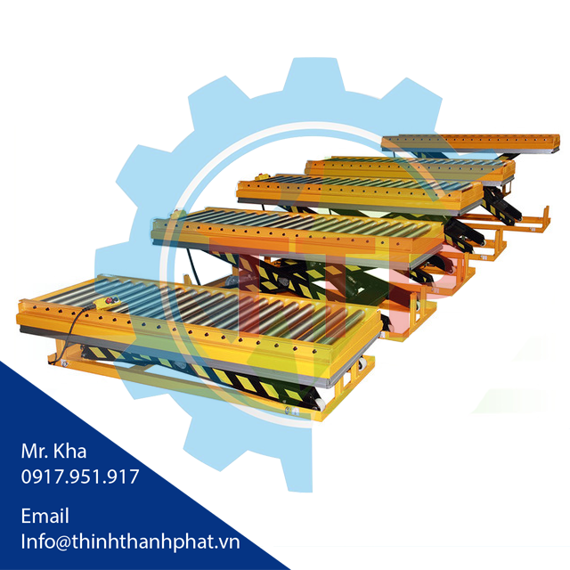 Bàn nâng thủy lực với con lăn