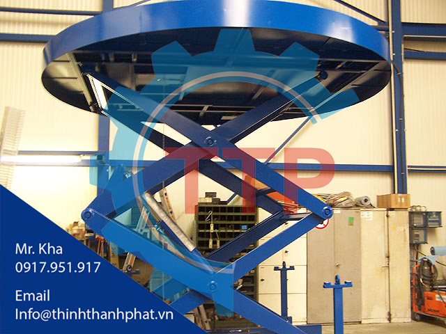 Bàn nâng thủy lực mặt bàn tròn
