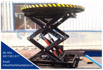 Bàn nâng thủy lực mặt bàn tròn