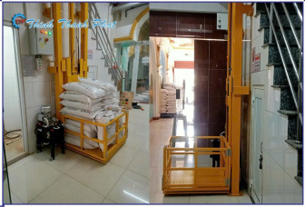 THANG NÂNG THỦY LỰC CHO KHO XƯỞNG SẢN XUẤT